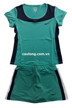 Bộ Váy Cầu Lông Nike 6395 Xanh Lý (Thun 4 Chiều)