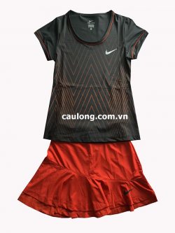 Bộ Váy Cầu Lông Nike 9516 Xám Cam (Thun 4 Chiều)