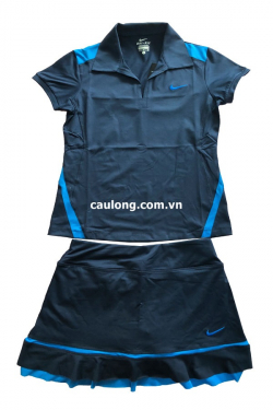 Bộ Váy Cầu Lông Nike 8496 Đen Xanh (Thun 4 Chiều)